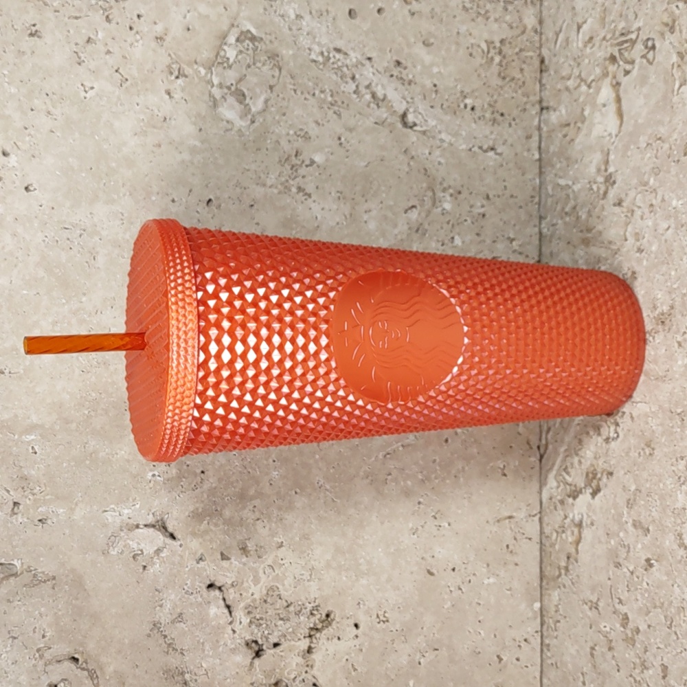 Starbucks 2022 Halloween Orange Pearlized Studded 24oz Acrylic Tumbler